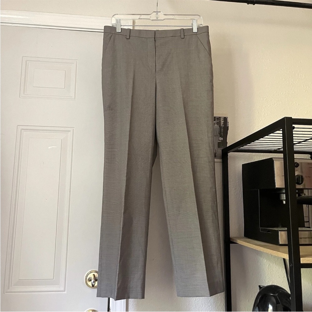 THE ROW black and‎ white houndstooth wool nylon straight slim leg trousers